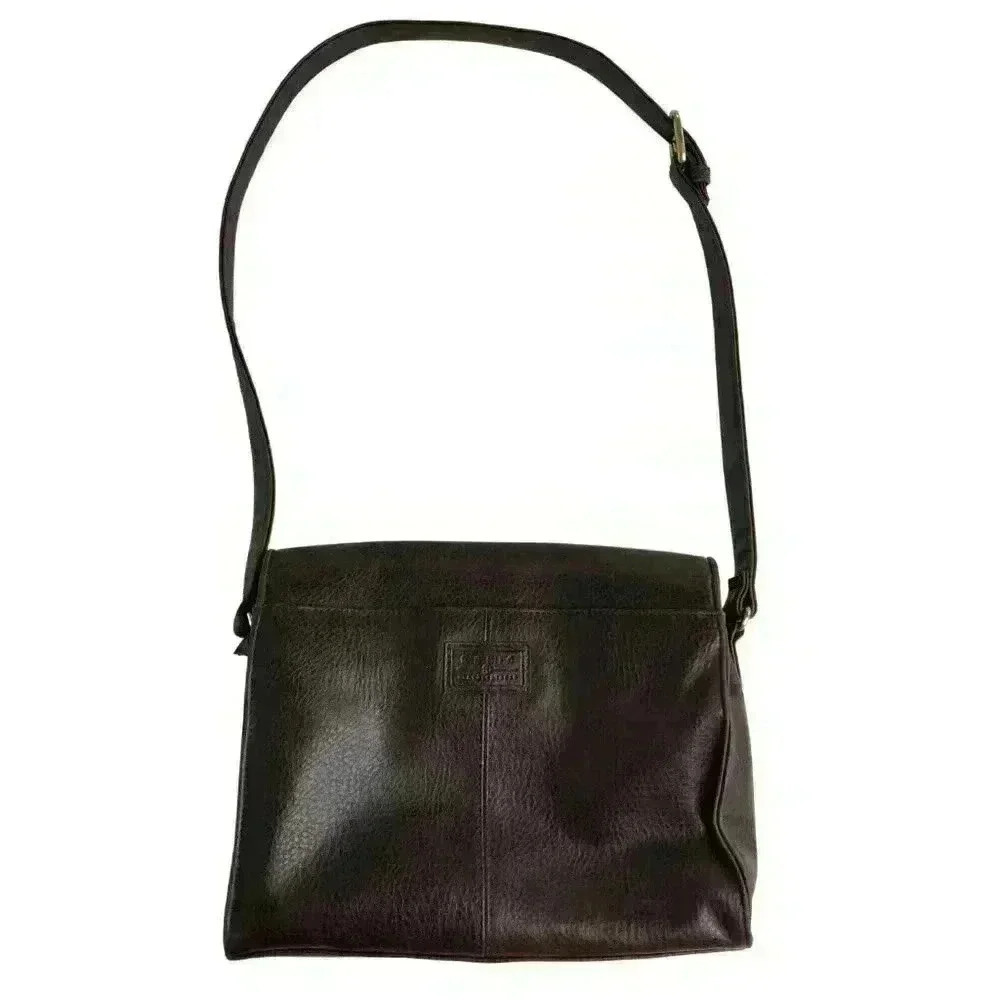 Relic crossbody leather purse brown flap snap close arch charm pebbled - Picture 5 of 13